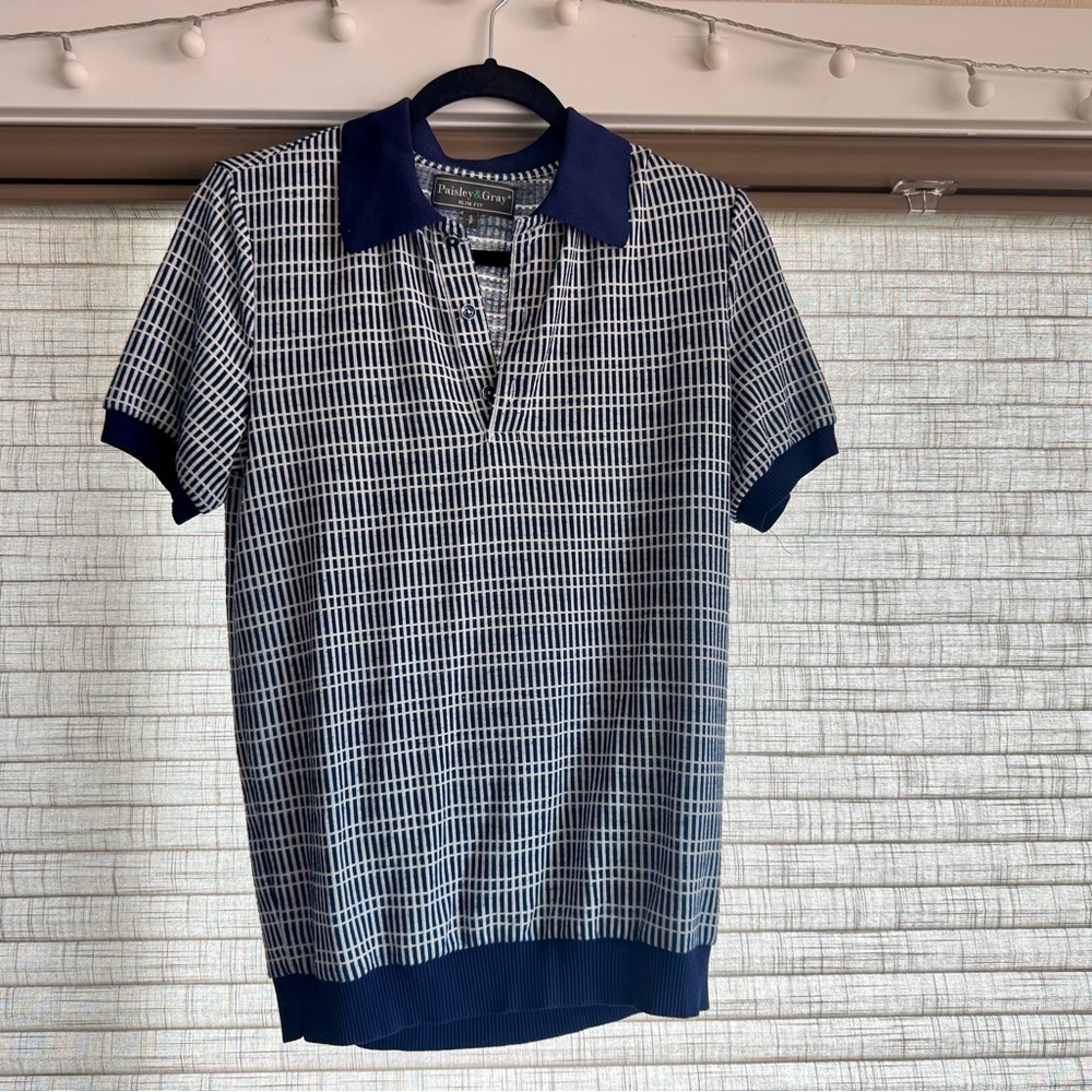 Navy Blue Patterned Men's Polo
